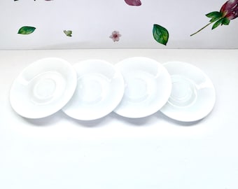 Vintage Winter Frost, Retro Saucers | Corning Ware Ceramic | Set Of Four, 4 Inch Diameter, American Made