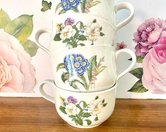 4 Noritake Gourmet Garden Cafe Au Lait Cups, Noritake Casual Gourmet Floral Coffee Mugs, Noritake Casual Gourmet Cafe Au Lait Coffee Cups