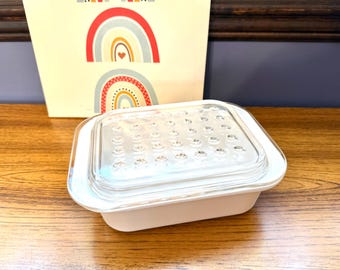 CorningWare MC-1-B Vintage 1970s "Fast Food" Microwave Dish, Bubble Lid - 7x5x2.25 Inches
