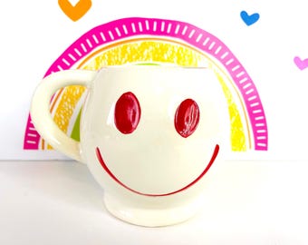 Orginal 1970s White McCoy Nelson HAVE A HAPPY DAY Smiley Face Mug