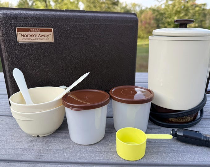 Featured listing image: Vintage Nesco 4-Cup Camping Coffee Percolator with Travel Case