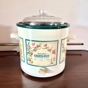 1970s Garden Herbs Rival Crock-Pot, 3.5 Quart Crock Pot Slow Cooker, Vintage CrockPot Stoneware Slow Cooker, Crock-Pot 3100