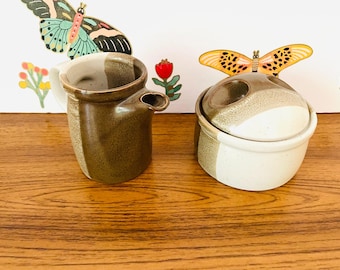 Mikasa Studio Kiln, Vintage Ben Seibel Cream And Sugar Set | Stoneware | 8oz Creamer, 10oz Bowl, Housewarming Gift