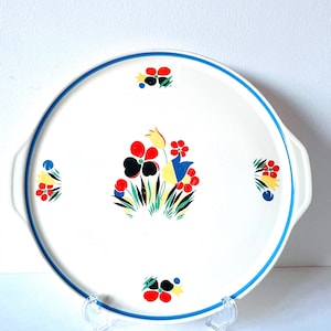 Vintage Universal Pottery Circus Platter: 1940s Floral Cake Plate
