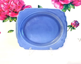 Homer Laughlin Riviera Mauve Blue 11" Oval Serving Platter