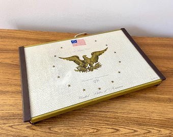 Warm-O-Tray #60, Commemorative USA Bicentennial 1776 American Eagle 13 Star Flag Electric Hotplate, Food Warming Tray, Made in USA Hot Plate