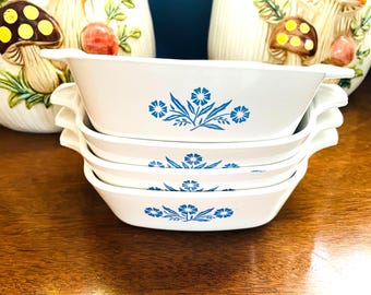 Set of 4 Vintage Corning Ware Cornflower Blue Petite Baking Dishes Corning P-41 Casseroles
