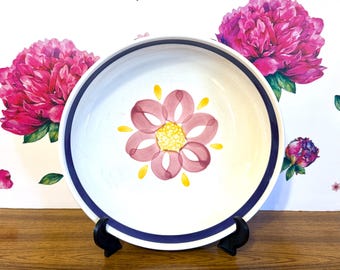 Hand-Painted Floral Made In Italy Pasta Serving Bowl by Industria Ceramica San Giovanni Valdarno