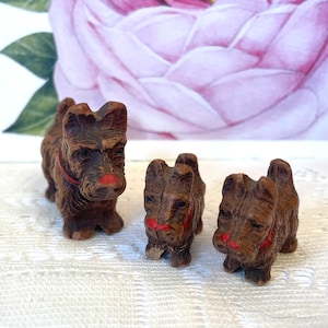 Vintage Composite Scottish Terrier Family, Mother & Puppies Scotty Dogs, Mid Century Scotty Dog Figurines