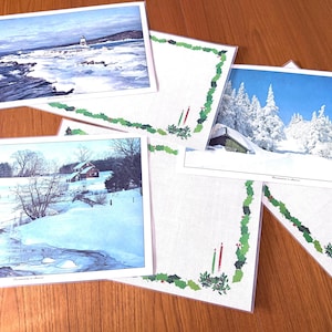 Manteles individuales navideños vintage de vinilo a doble cara, 6 manteles individuales "Navidad en América"