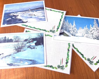 Vintage Vinyl Double-Sided Christmas Placemats, 6 Christmastime In America Place Mats