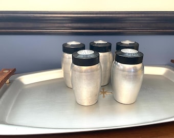 Kromex Spun Aluminum Spice Jars and Salt & Pepper Shakers, Kromex Brushed Aluminum Salt and Pepper Set and Spice Jars