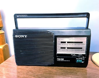 Vintage Sony Portable Transistor Radio, Sony AM/FM Radio, Sony 2-Way Power Radio Batteries or Power Cord, 90s Sony ICF-24 Radio