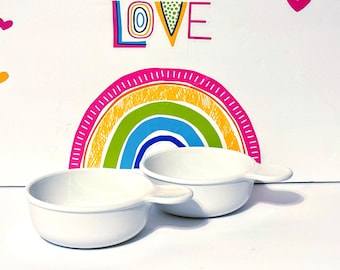 2 Corning Ware Grab It Bowls Without Lids, 15 Ounce Corning White Coupe Grab It Bowls, Two French White Corning Grab It Bowls