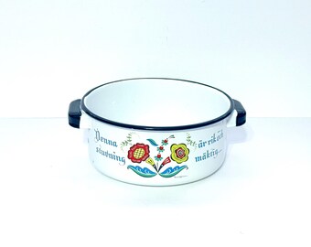 Scandinavian Enamelware Berggren Traynor Rosemaling 8" Dutch Oven
