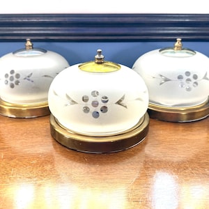 3 60s Virden Etched Frosted Glass Ceiling Lights - 6.5" Diameter