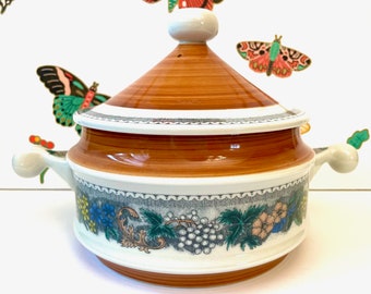 GOEBEL Burgund Country Casserole, Goebel Burgund 2 Qt Casserole, 1970s Goebel Bavarian Casserole, Goebel Burgund Oven Safe Tureen