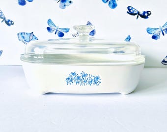 Corning Microwave 10" Browning Dish, Sears Corning Ware Blue Daisy 10" Skillet, Sears MW-15 Model 8467320. CorningWare Microwave Casserole
