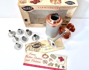 Mirro Cooky And Pastry Press, Cookie And Pastry Press With 7 Tips And Recipe Book, Mirro Aluminum Cookie And Pastry Press In Original Box