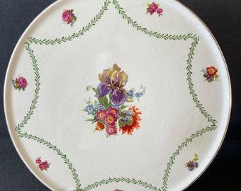 Vintage Romarco Floral Cake Plate, Art Nouveau Porcelain Pastry Server, Antique Floral Cake Plate, Orchid Cake Plate