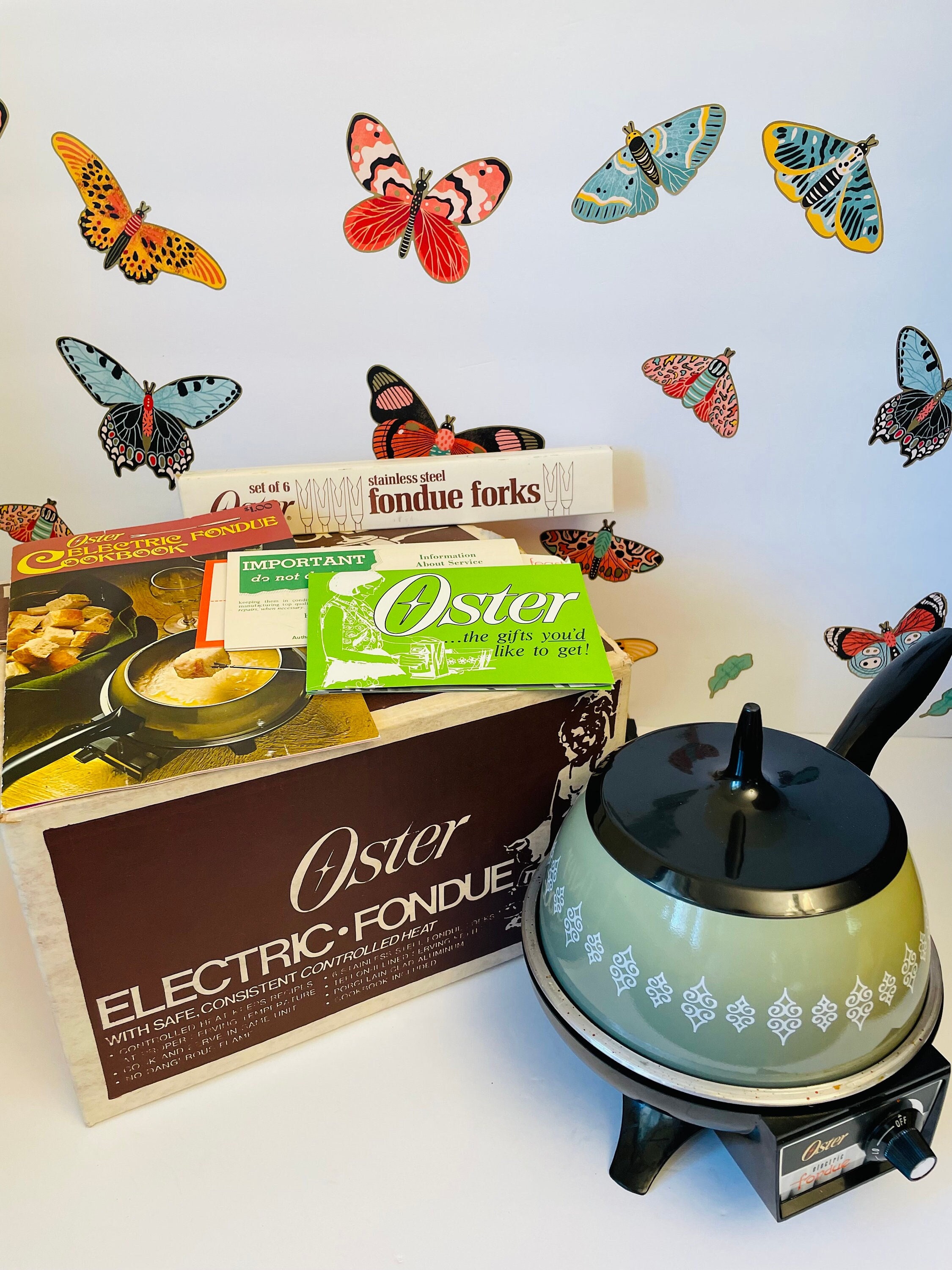 sold!! Very Groovy Mid Century Oster Electric Fondue Pot in Iconic Avocado  Green!!! Perfect for Holiday or Cocktail Parties!! Bring on…