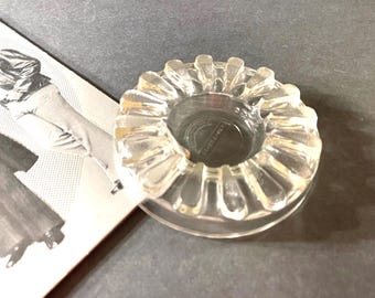 Vintage Pro-Tec-To Glass Ashtray, Clear Glass Protecto Ashtray, MCM Ashtray, Daisy Flower Power Ashtray, Vintage Trinket Dish
