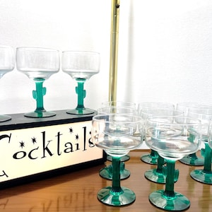 12 1980s Cactus Margarita Glasses, Vintage South Western Margarita Cocktail Glasses, Desert Themed Margarita Glasses, Fiesta Party Glasses