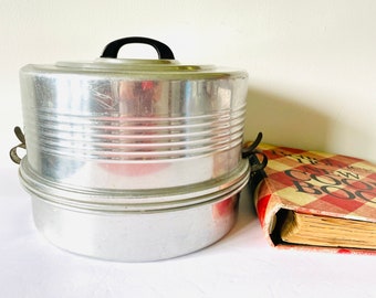 Regal Aluminum Cake and Pie Carrier With Locking Cover, Double Decker Cake and Pie Carrier, 1950's Cake and Pie Saver with Bakelite Handle