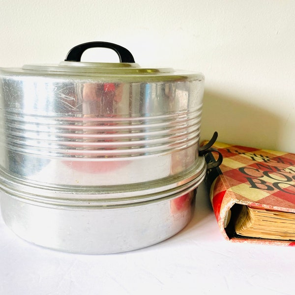 Regal Aluminum Cake and Pie Carrier With Locking Cover, Double Decker Cake and Pie Carrier, 1950's Cake and Pie Saver with Bakelite Handle