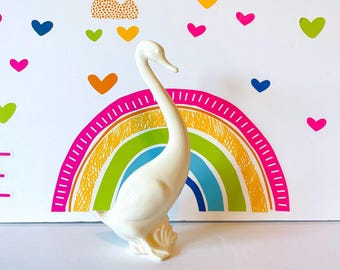 Mid Century Modern Ceramic Swan Figurine: 7.5" Tall