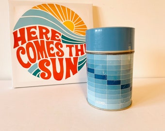 Vintage King Seeley Blue Metal Checked Hot & Cold Thermos