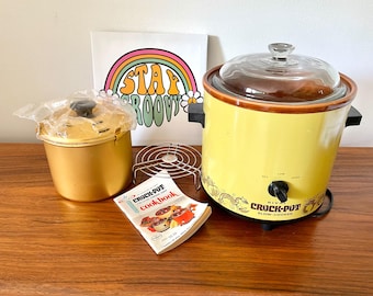 70s Rival Crock-Pot With Bread & Cake Bake Insert, 3.5 Quart Avocado Green Crock Pot, Crock-Pot 3100 Stoneware Slow Cooker