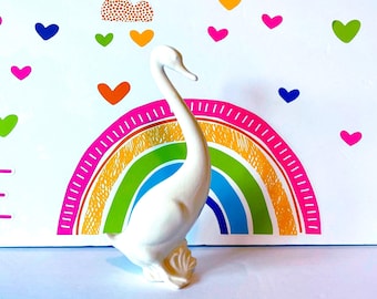 Mid Century Modern Ceramic Swan Figurine: 7.5" Tall