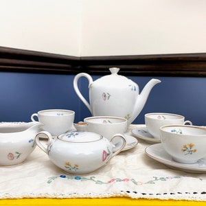 Schumann Bavaria Germany Tea/Coffee Set, Vintage Floral Porcelain Coffee Set, Mid Century Floral Fine China Tea Set With Gold Trim