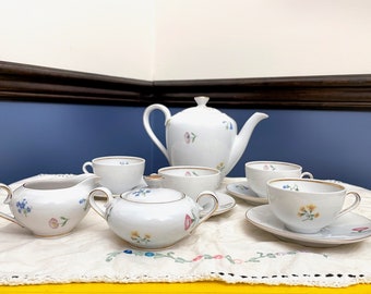 Schumann Bavaria Germany Tea/Coffee Set, Vintage Floral Porcelain Coffee Set, Mid Century Floral Fine China Tea Set With Gold Trim