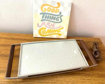 SALTON Cosmopolitan Automatic Food Warmer, 1960s Electric Hot Plate, Made in USA Hotplate, Salton H-121 Hotray, Food Warming Tray
