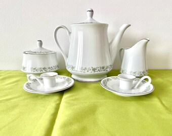 Mikasa Montclair Tea Set, Mikasa Montclair Teapot  Candle Holders and Cream and Sugar, Mikasa Montclair G 9059 Garland and Platinum Tea Set