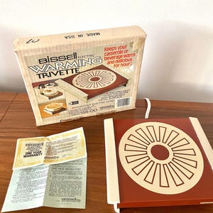 1970s NEW OLD STOCK Bissell Electric Food Warming Tray, Bissell Food Warming Trivette,  8 Inch Electric Hot Plate, Bissell Model 155-00