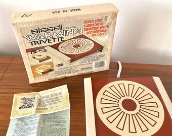 1970s NEW OLD STOCK Bissell Electric Food Warming Tray, Bissell Food Warming Trivette,  8 Inch Electric Hot Plate, Bissell Model 155-00