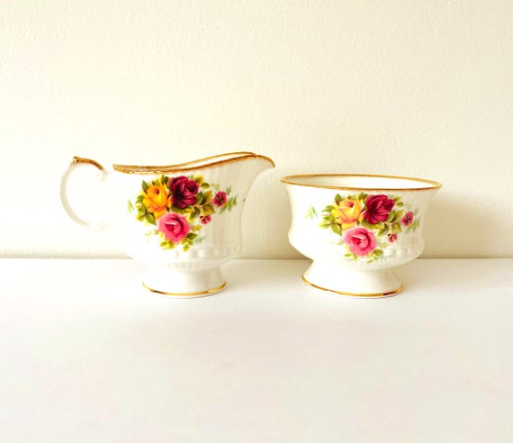 Royal Stafford Bone China Bouquet Creamer Sugar Bowl, Royal