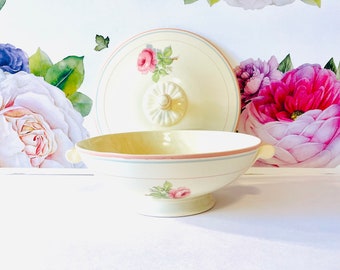 Taylor Smith and Taylor Rose Vegetable Serving Dish, TST Pink Rose Serving Dish with Lid, Taylor Smith Taylor Rose Covered Serving Bowl
