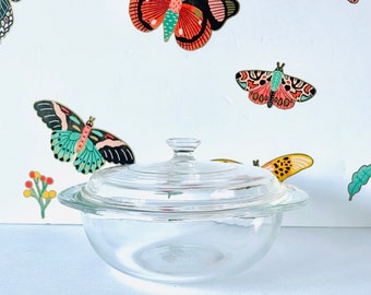 Pyrex Clear 022 Casserole, Pyrex 22 Clear Covered Casserole, 1 Quart Pyrex Originals Covered Dish, Vintage Pyrex Clear 022 Covered Casserole