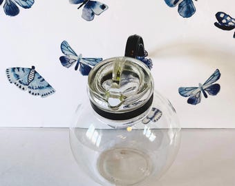 Rare Dunbar Glass Tea Kettle, Clear Glass Ball Angled Tea Kettle, Clear Glass Teapot, Dunbar Tipped Ball Coffee Carafe