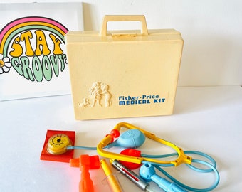 Nostalgic Fisher-Price Toy Medical Kit for Kids, Child's First Aid Kit, Toy Doctor Bag, Fisher-Price Toy First Aid Kit, Toy Doctor Kit