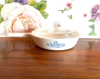 Vintage Corning 6" Menuette Pan/Skillet & Lid Cornflower Blue, Corning P-83 Skillet