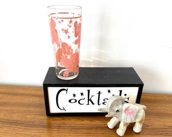Hazel Atlas Pink Elephant Cocktail Shaker, Pink Elephant Cocktail Mixing Glass, Hazel Atlas Dancing Tipsy Pink Elephant Cocktail Shaker