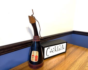 Vintage George Dickel Whisky Decanter: 1964 Tennessee Whisky Bottle with Leather Strap