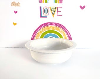 Vintage Fiesta, Mid Century Vegetable Bowl | Homer Laughlin | 8.25" Dia, 2.75" Deep - White Art Deco