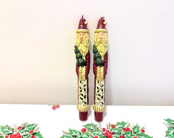 2 Vintage Primitive Rustic Father Christmas/Santa Claus Candles
