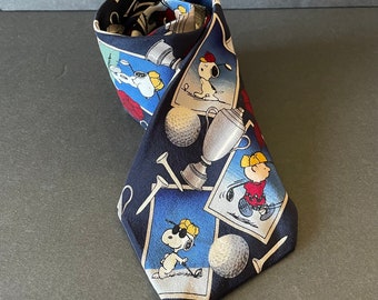 Cravate de golf Peanuts, cravate de golf Snoopy, cravate de golfeur Silk Peanuts Tee Time, cravate Snoopy, Lucy, Charlie Brown et Linus